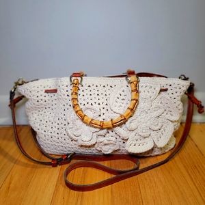 Patricia nash crocheted bag with bamboo handles